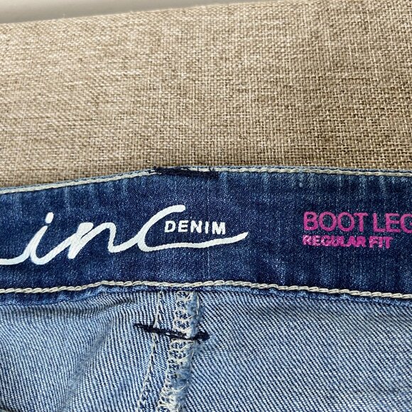 INC International Concepts Boot Leg Denim Jeans Women's 8 Blue Bedazzled Casual - Picture 5 of 16